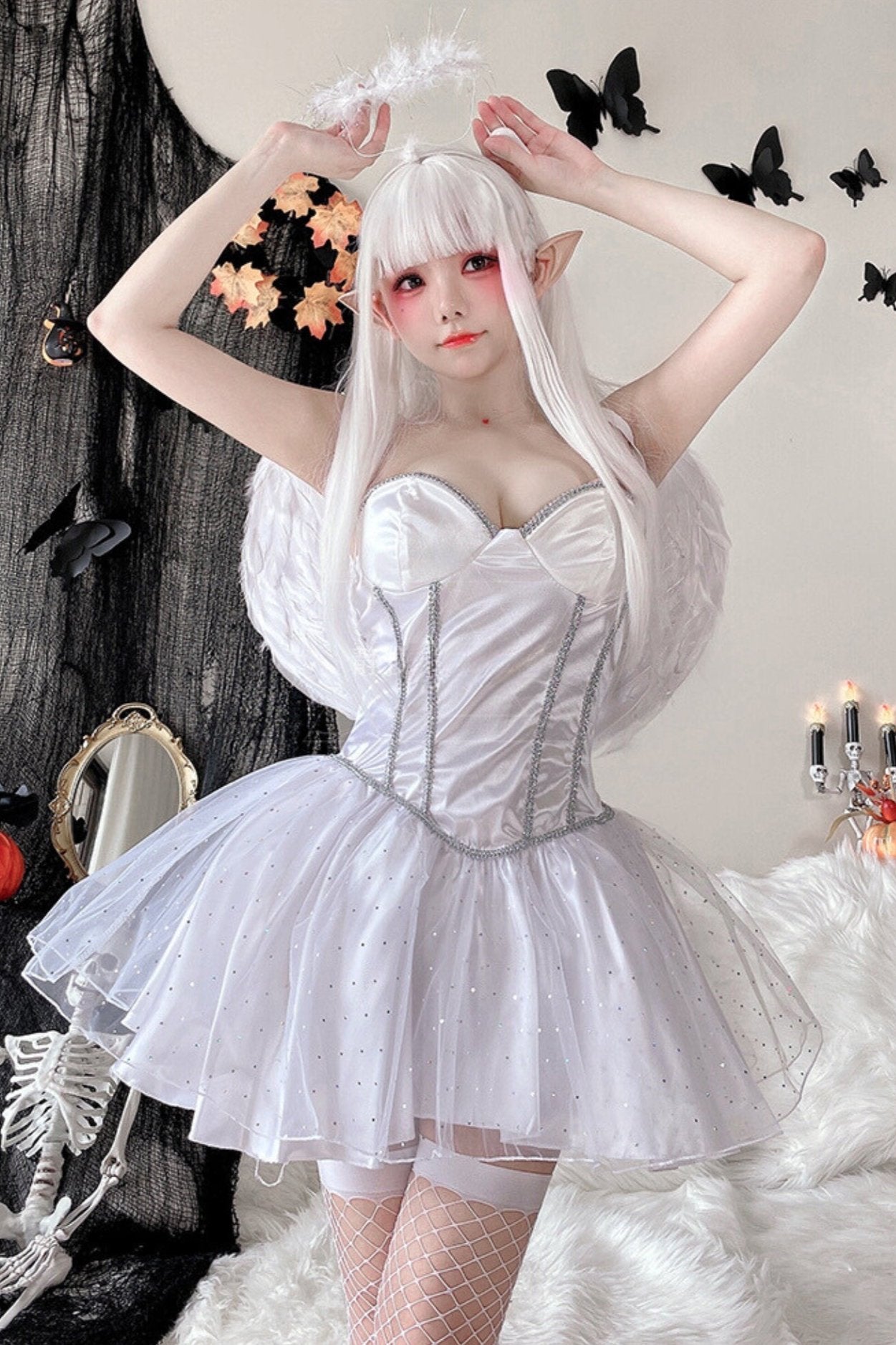 White Angel Ghost Bride Witch Dress Set