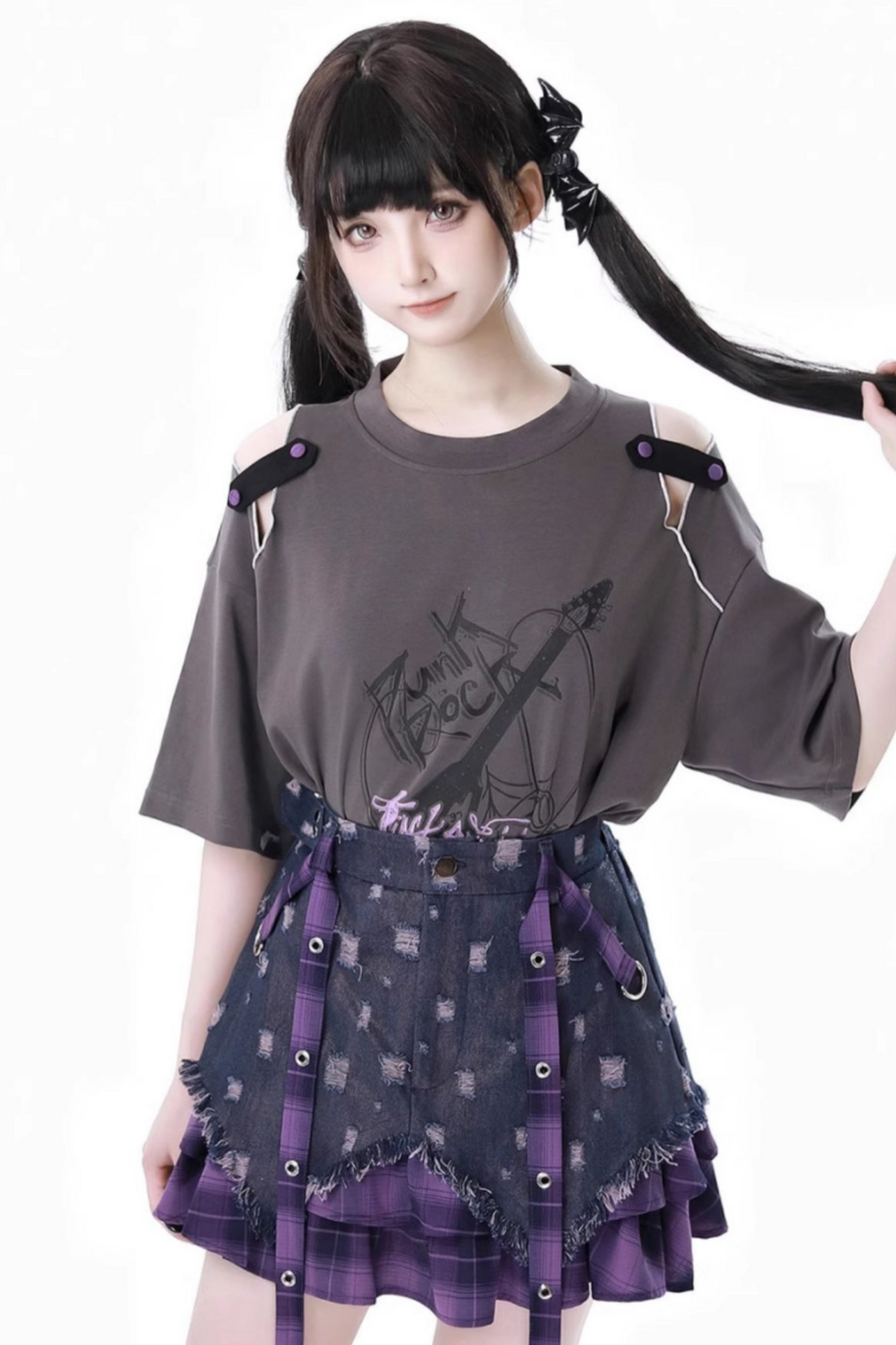 ナイトスケータースカート+ダークトップス