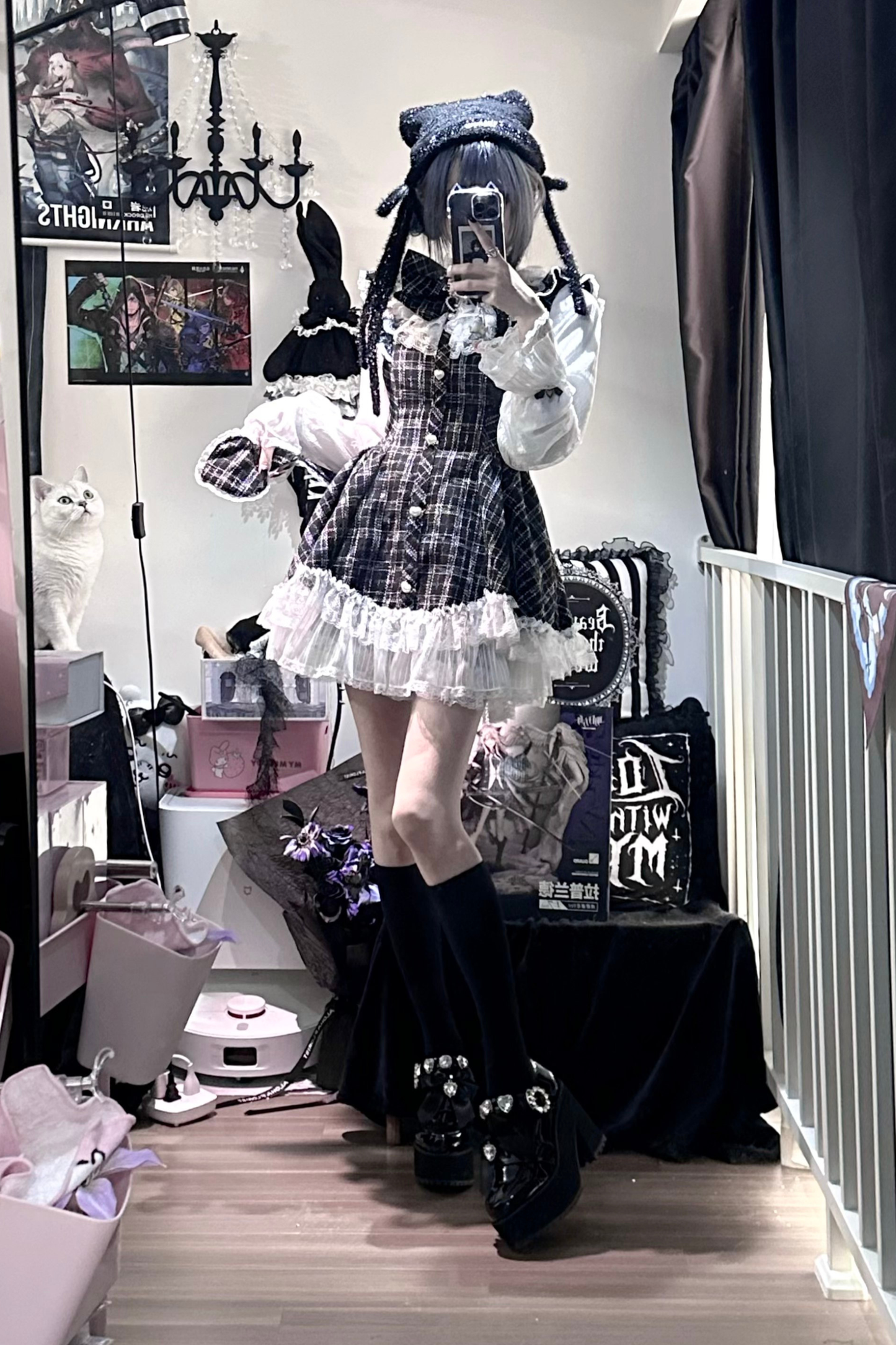 Lace Check Dress + Pants