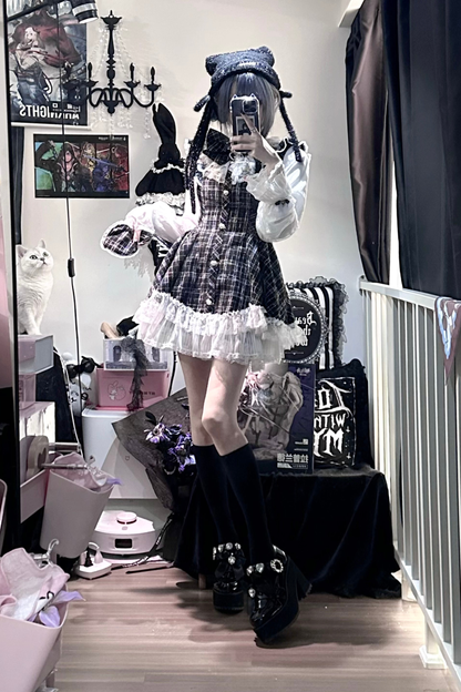 Lace Check Dress + Pants