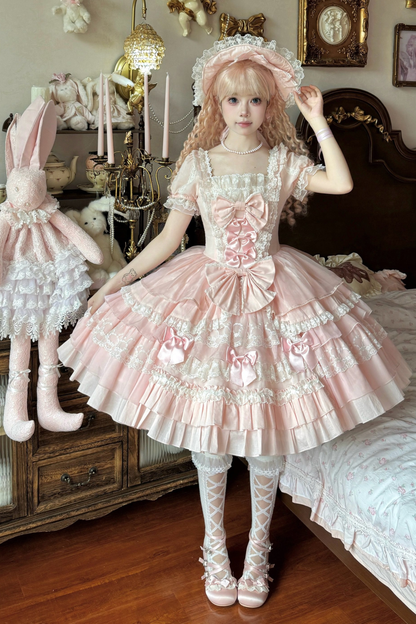スウィートハートフリルリボンロリータドレス+BNT+ネックレス+姫袖