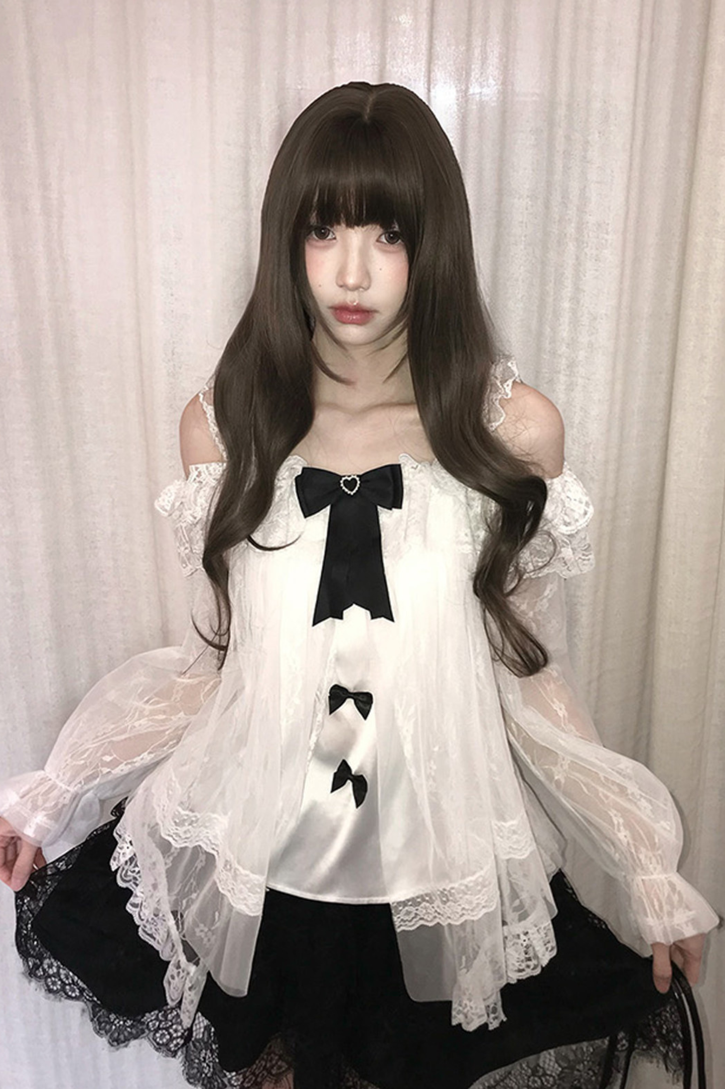 リボンシフォントップス+スカート