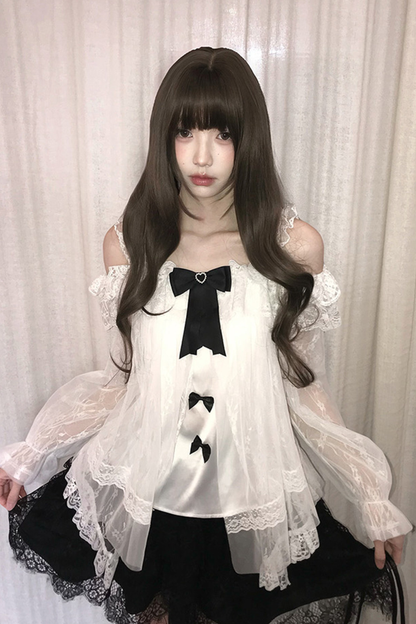 リボンシフォントップス+スカート