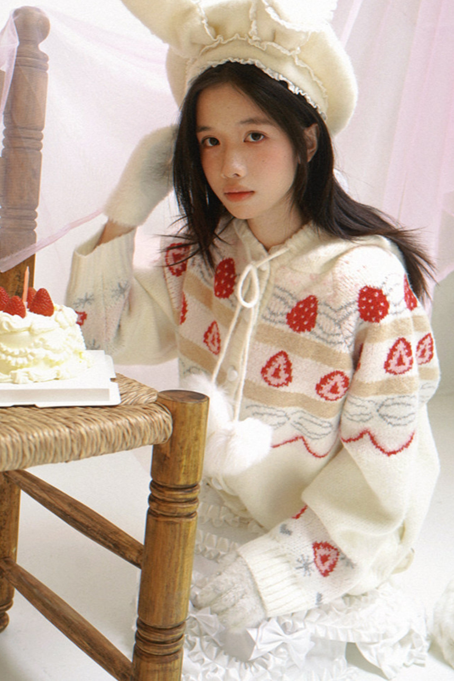 Strawberry Cake Mohair Cardigan