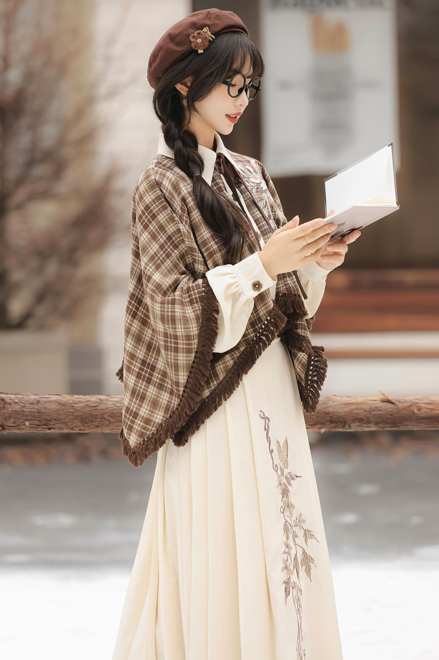 レトロチェックトップス＋スカート