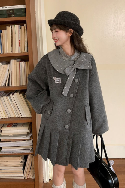 カレッジプリーツヘムルーズコート