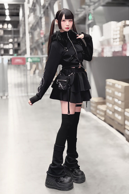 고딕 프린트 재킷 + 스커트