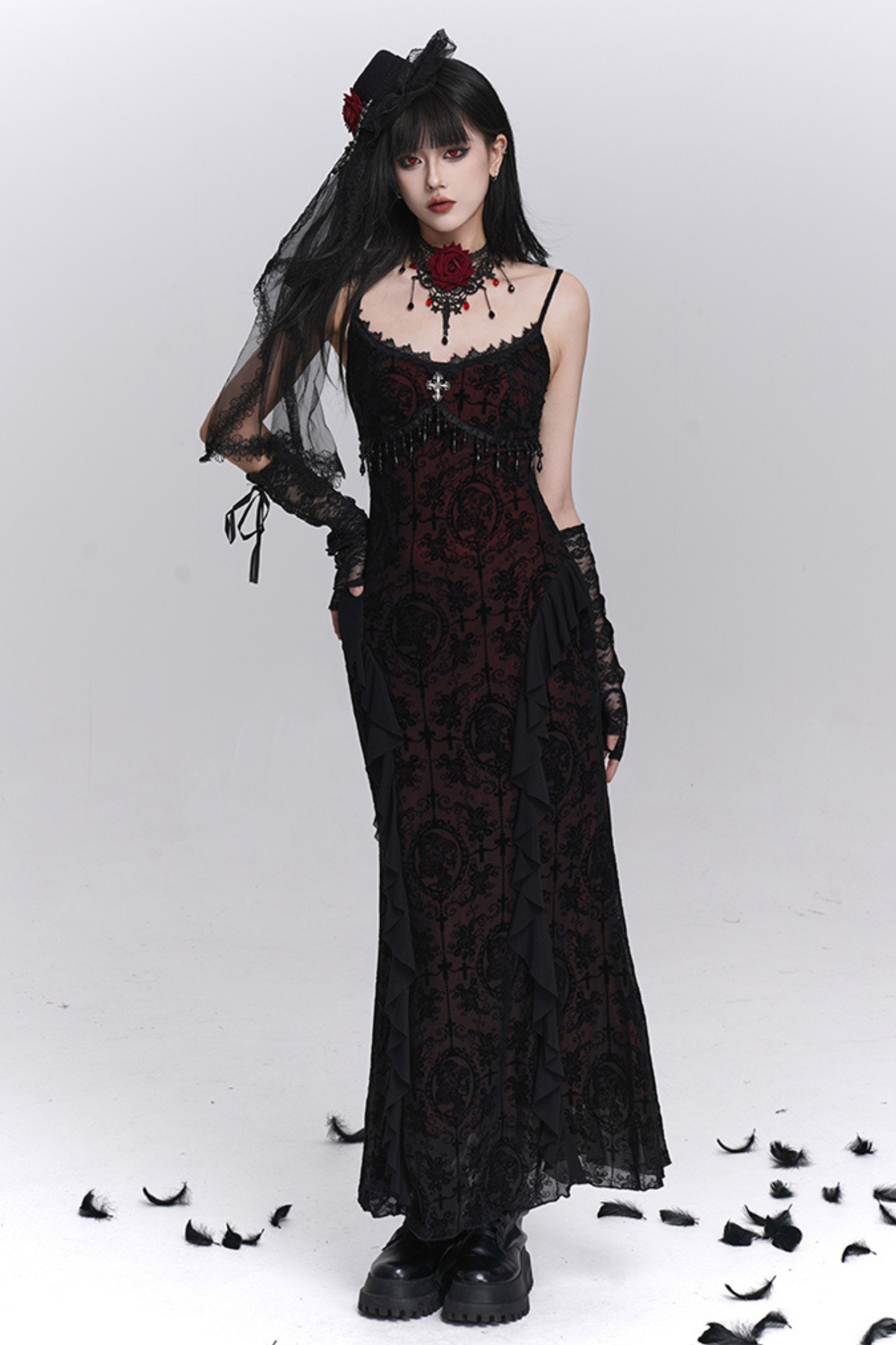 ゴシックキャミソールドレス＋シアートップス