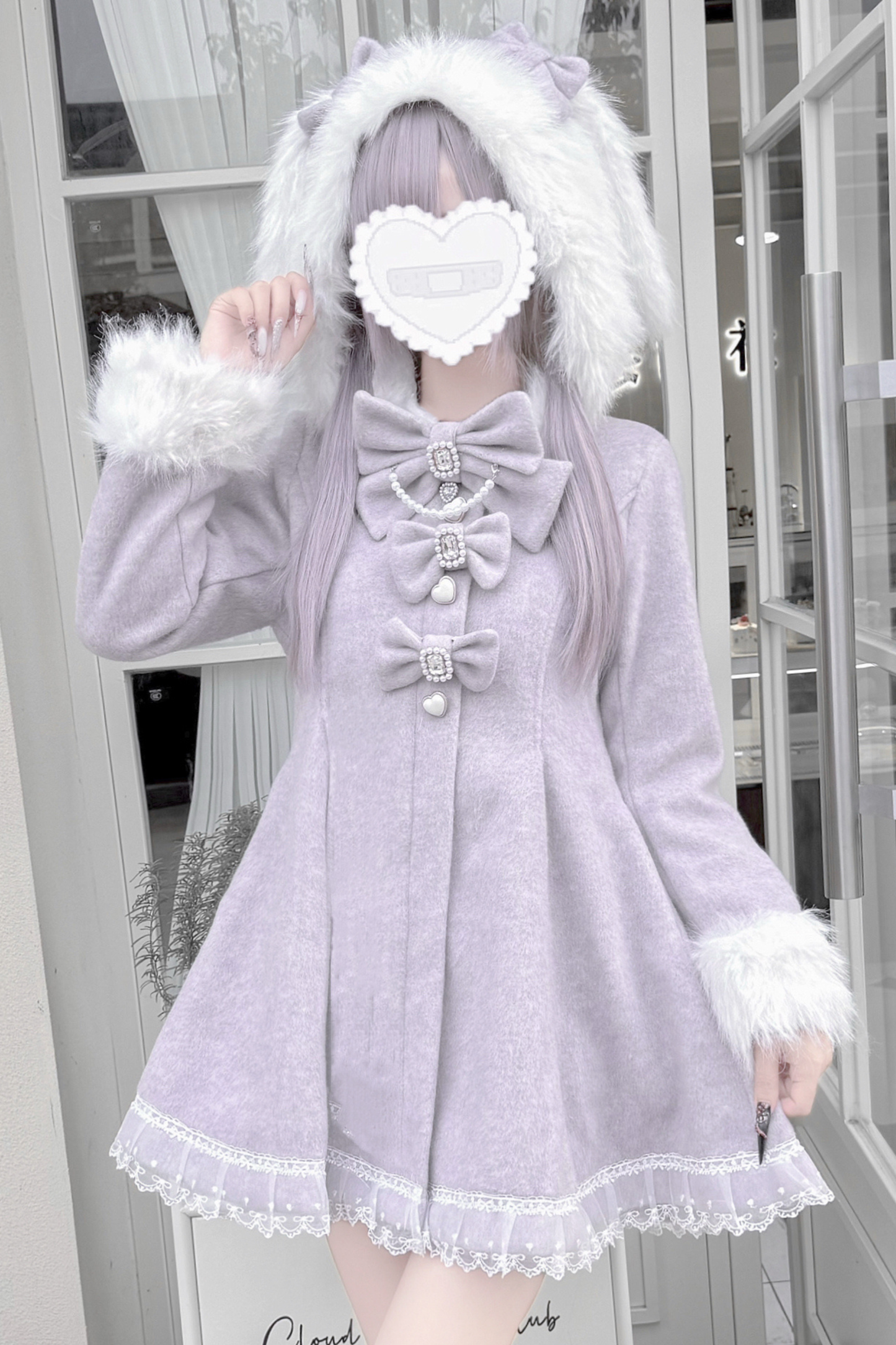 うさ耳ファーフードドールコート