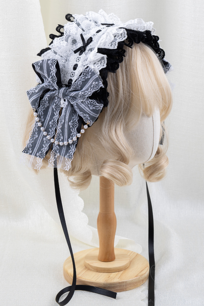 エレガントロリータボンネット+ヘアバンド+リボンクリップ+ハットクリップ+スリーブ