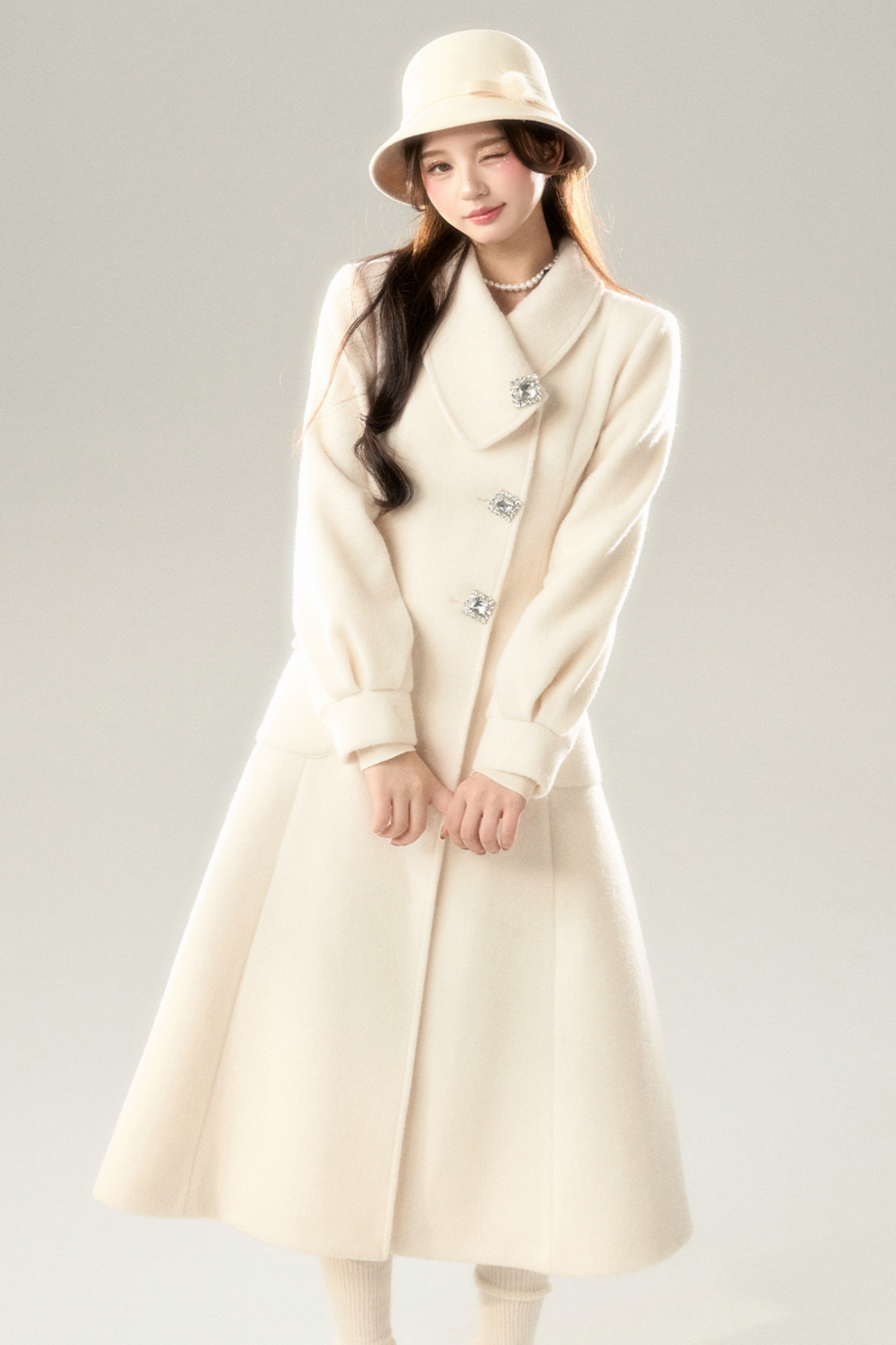 Retro Girl Flared Wool Coat