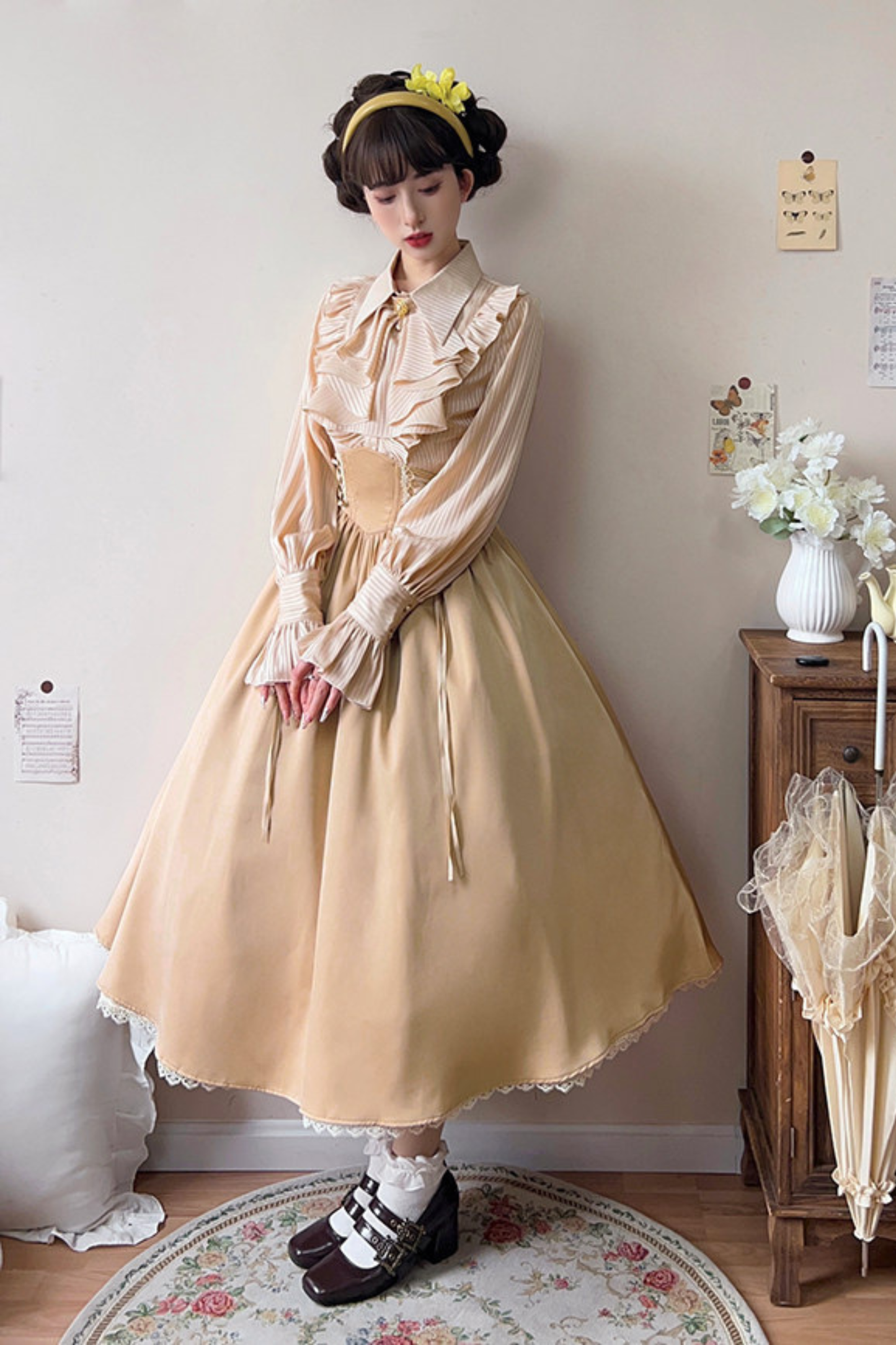 Retro Reversible Fishbone Lolita Skirt