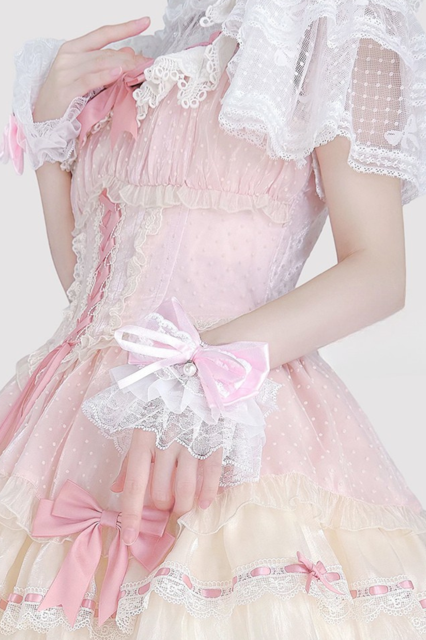 Lace Pearl Ribbon Lolita Sleeve