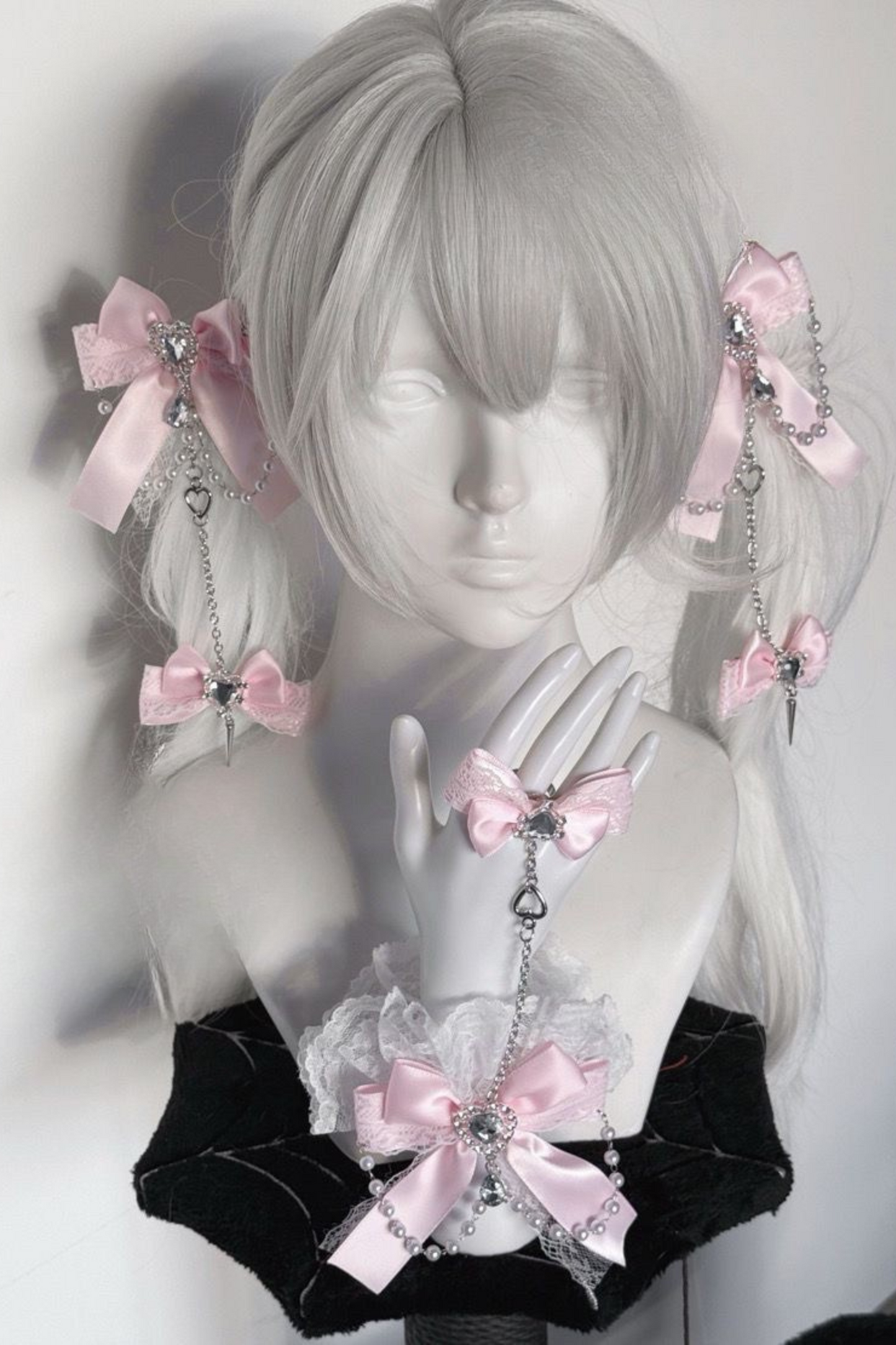 リボンラインストーンチェーンレースハンドスリーブバックチェーン