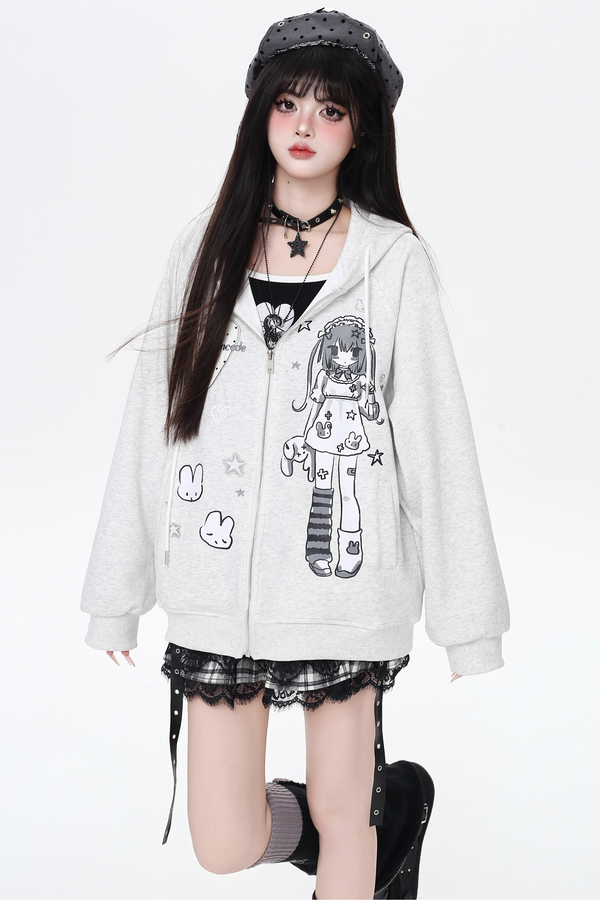Girl Illustration Hooded Hoodie