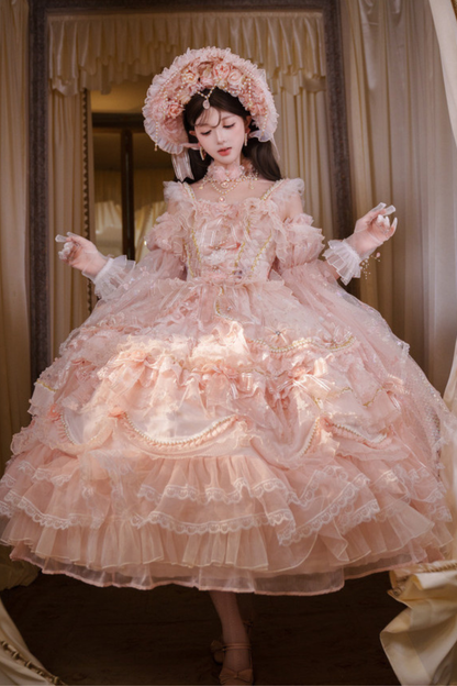 スイートフラワーゴージャスティーパーティーミディアムロリータドレス
