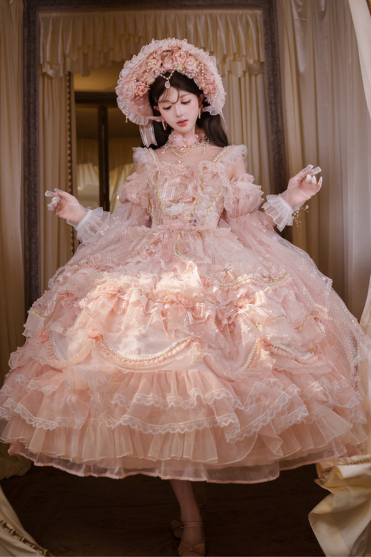 スイートフラワーゴージャスティーパーティーミディアムロリータドレス