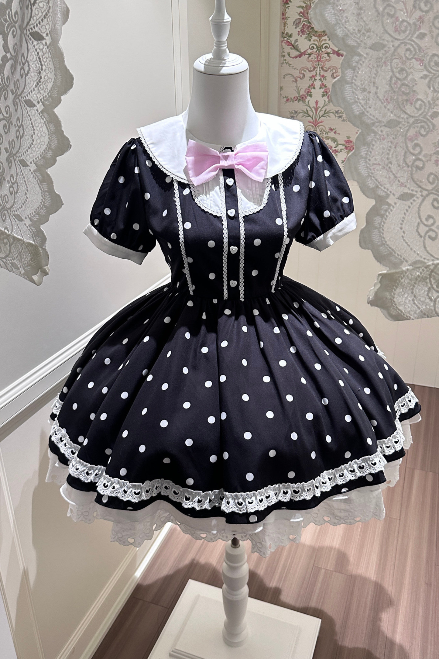 ハートビートドットドレス+シアーエプロン