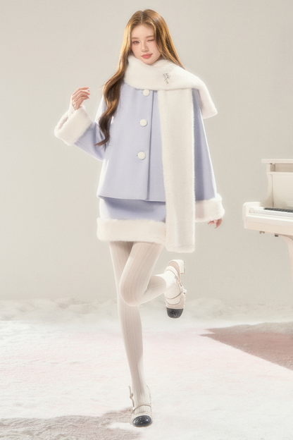 マフラー付きスイートファーコート+ファースカート