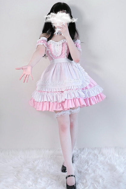 Pink Anime Maid Lolita Dress