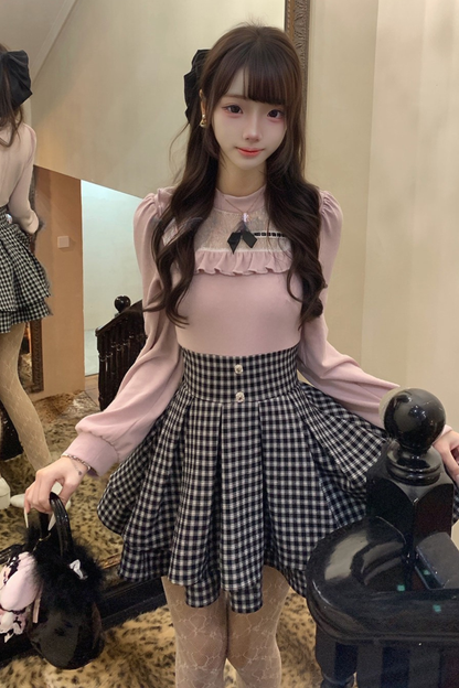 Sweet Graphic Check Dress