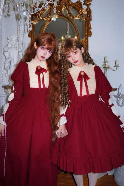 レースラッフルロリータドレス+リボン