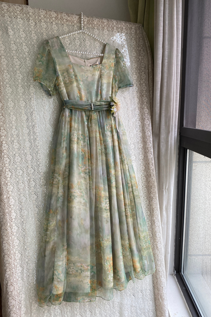 マーブルアートハイウエストマークロリータドレス