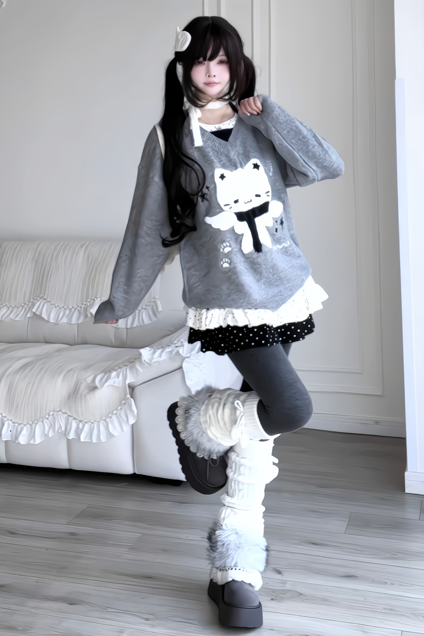 Sweet Dark Cat Knit Sweater