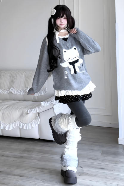 Sweet Dark Cat Knit Sweater