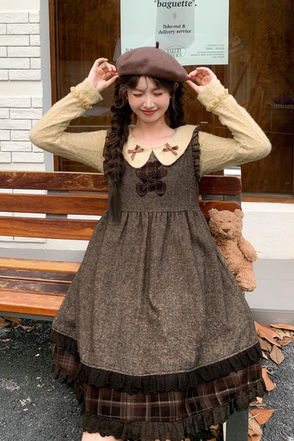 レトロチェックドレス+レトロドールトップス