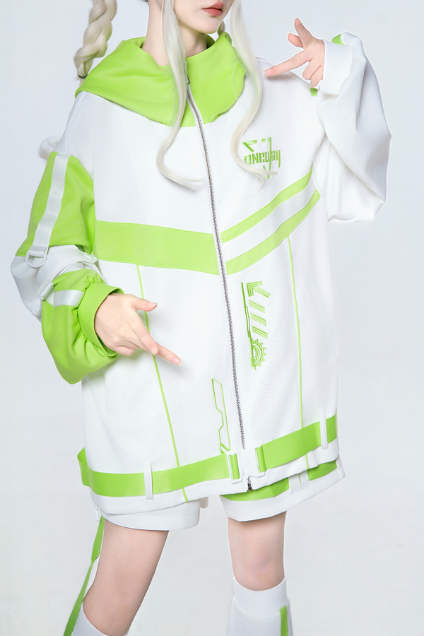 サイバーサブカルジャージジャケット+ショートパンツ+レッグカバー