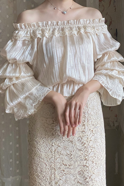 シフォンオフショルダーシアートップス