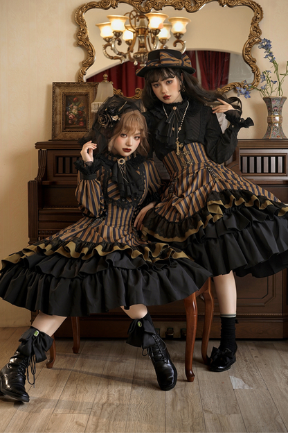 Retro Striped Elegant Gothic Lolita Dress