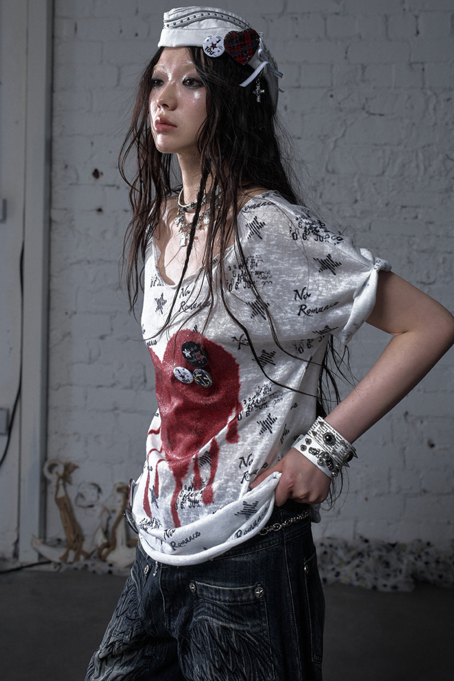 Y2k 타이트 프린트 탑