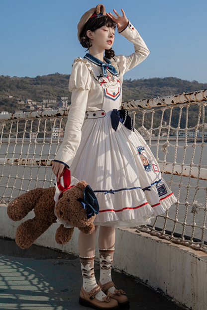 [Reservation Item] Marine Bear Design Doll Lolita Dress + Tie Top