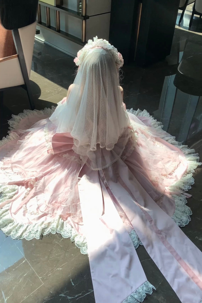 スイートプリンセスドレス+トレーン+ ベール +アクセサリー