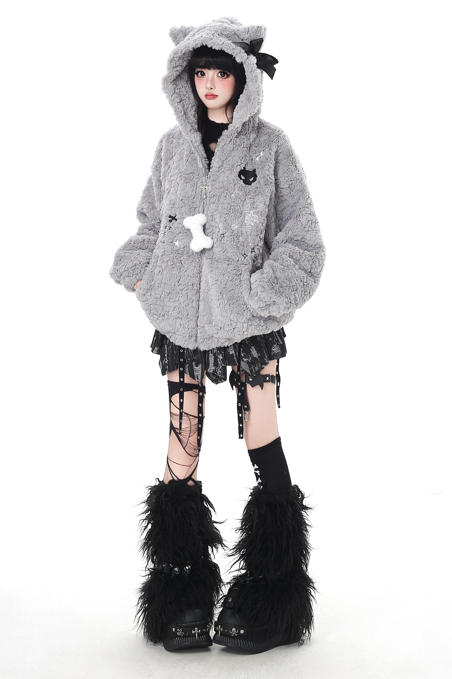 リボンキャットフードファージャケット