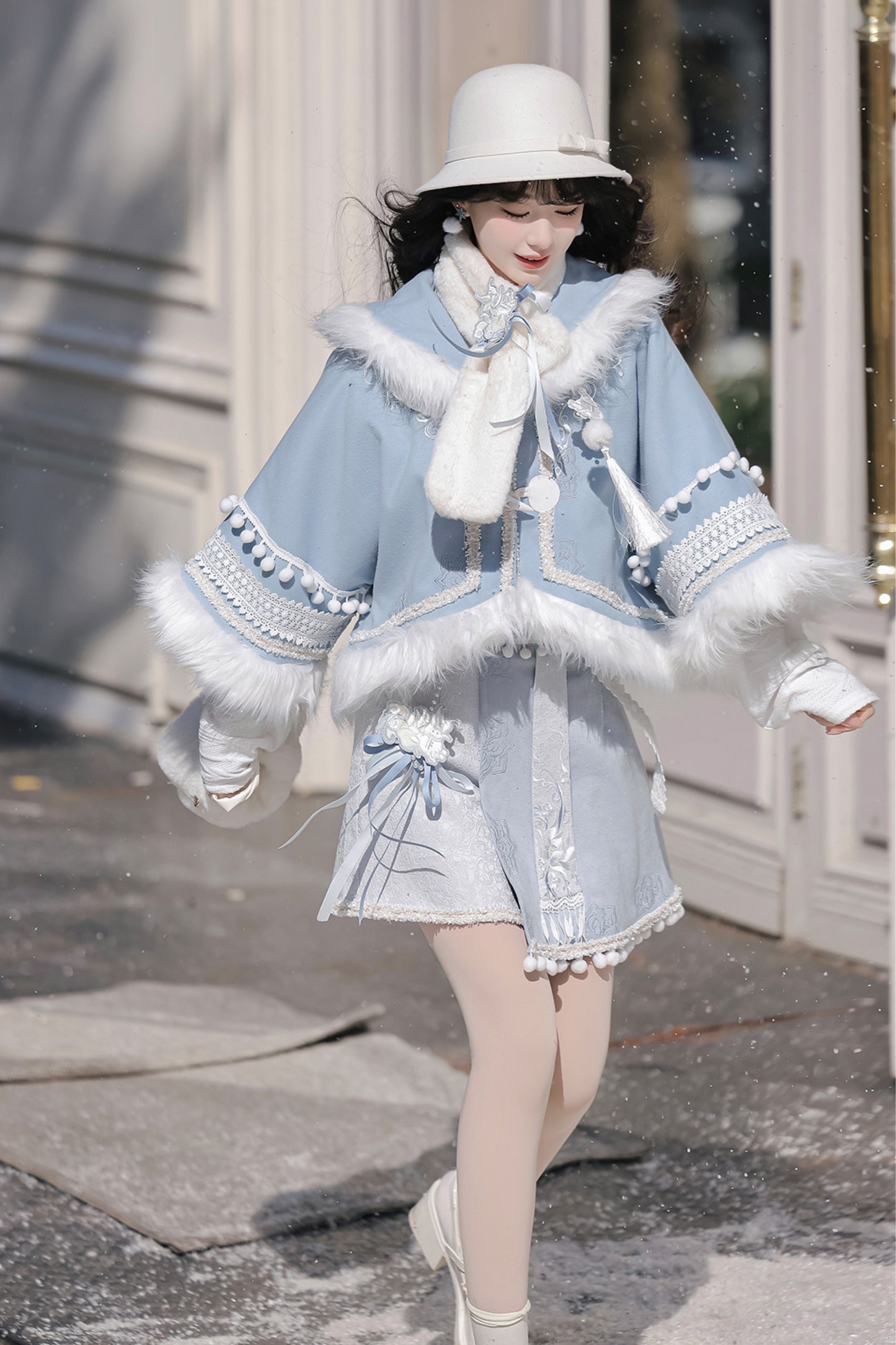 チャイナスノーロリータジャケット+トップス+スカート+スカーフ