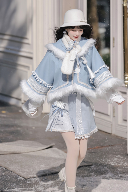 チャイナスノーロリータジャケット+トップス+スカート+スカーフ