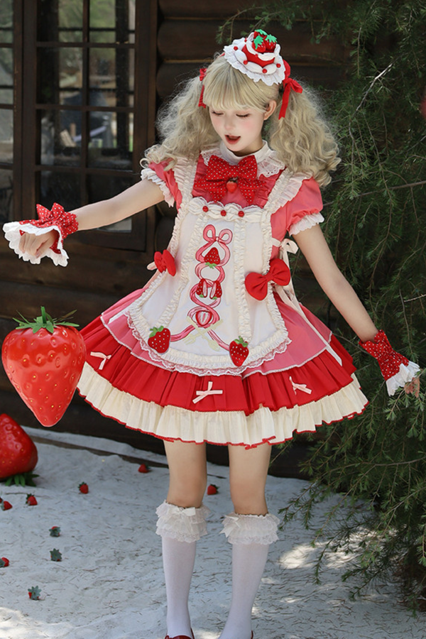 Cream Rose Berry Over Skirt Dress