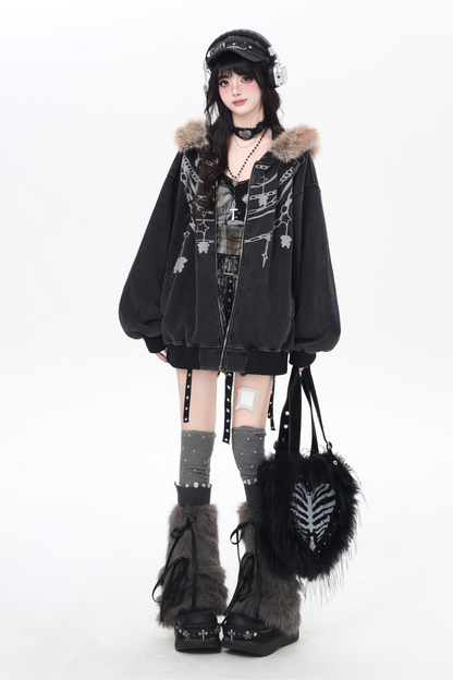 American Street Hooded Loose Hoodie