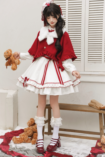 レッドウィッシュケープ+ドレス+ベルト