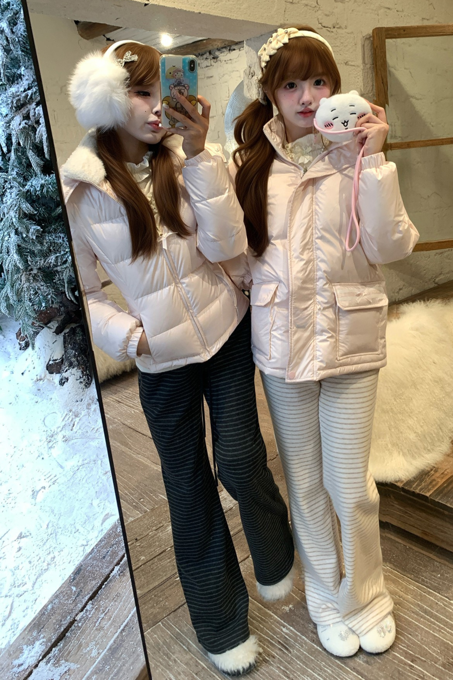 ファーフードダウンジャケット