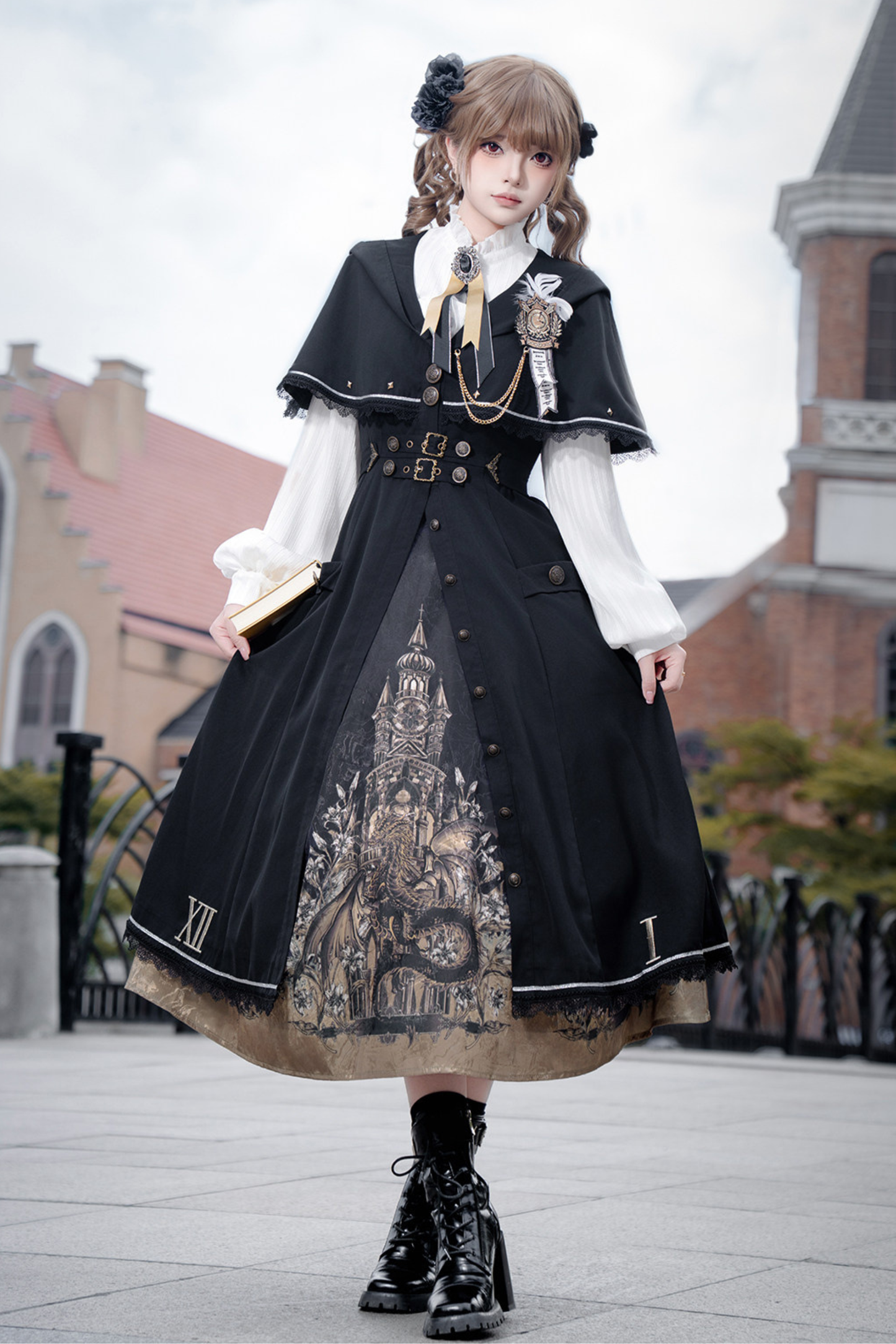 ドラゴンアリアロリータケープコート+トップス+スカート