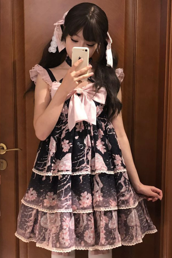 スイートジェリーフィッシュノースリーブロリータドレス