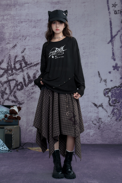 ダークパッチワークストリートスタイルトップス