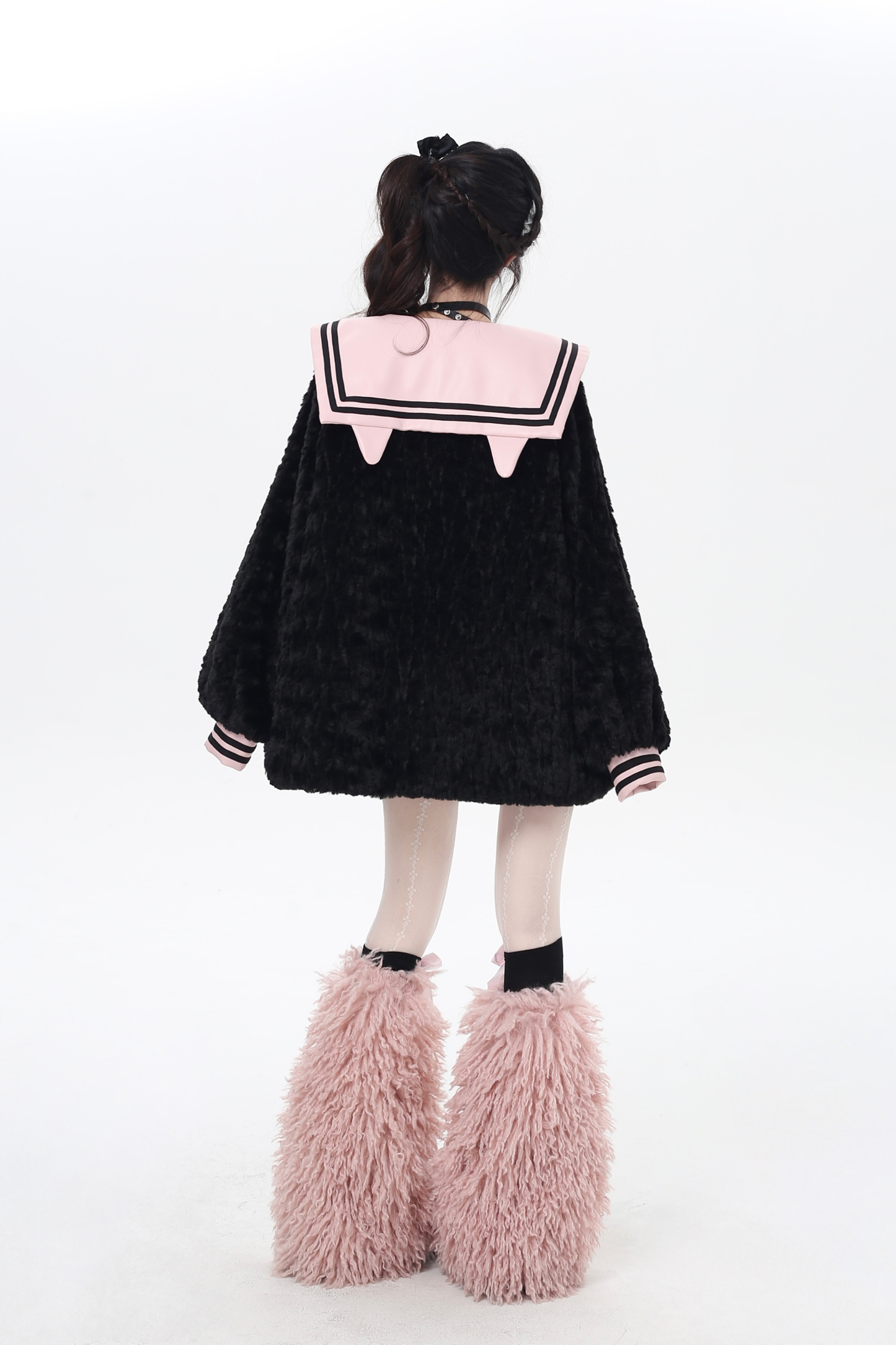 Sweet Cool Navy Collar Lantern Sleeve Jacket