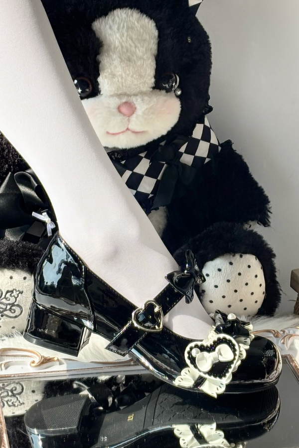 リボンムースケーキラウンドトゥロリータシューズ