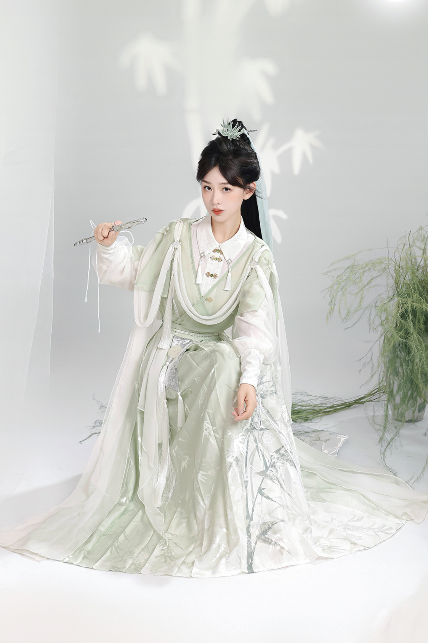 Forest Roman China Top + Outerwear + Skirt