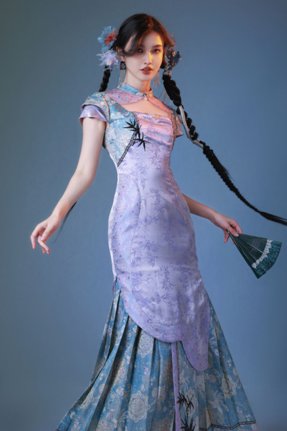 ジャカードレトロタイトプリーツドレス